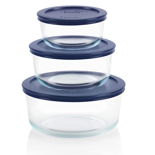 Pyrex Glass Bowl Set with Blue Lids